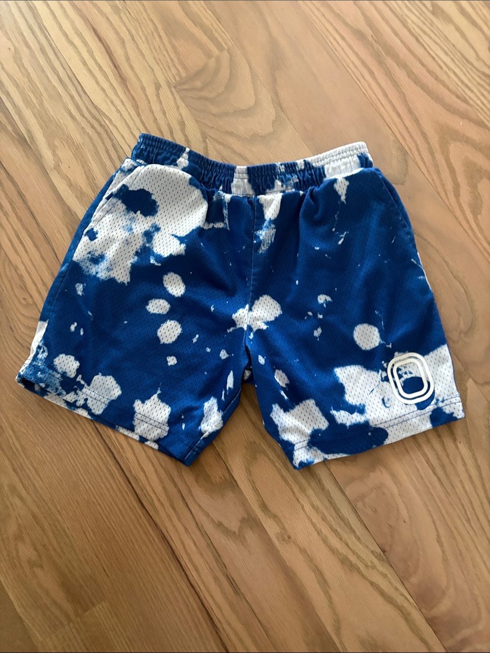 Overtime Kids Blue Tie-Dye Athletic Shorts with White Accents